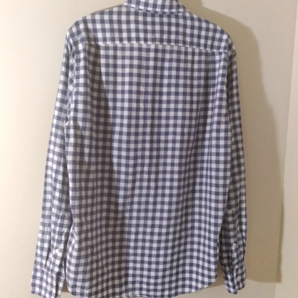 J. Crew‎ Linen Button Down Shirt Blue White Gingham Casual Preppy Summer  Medium